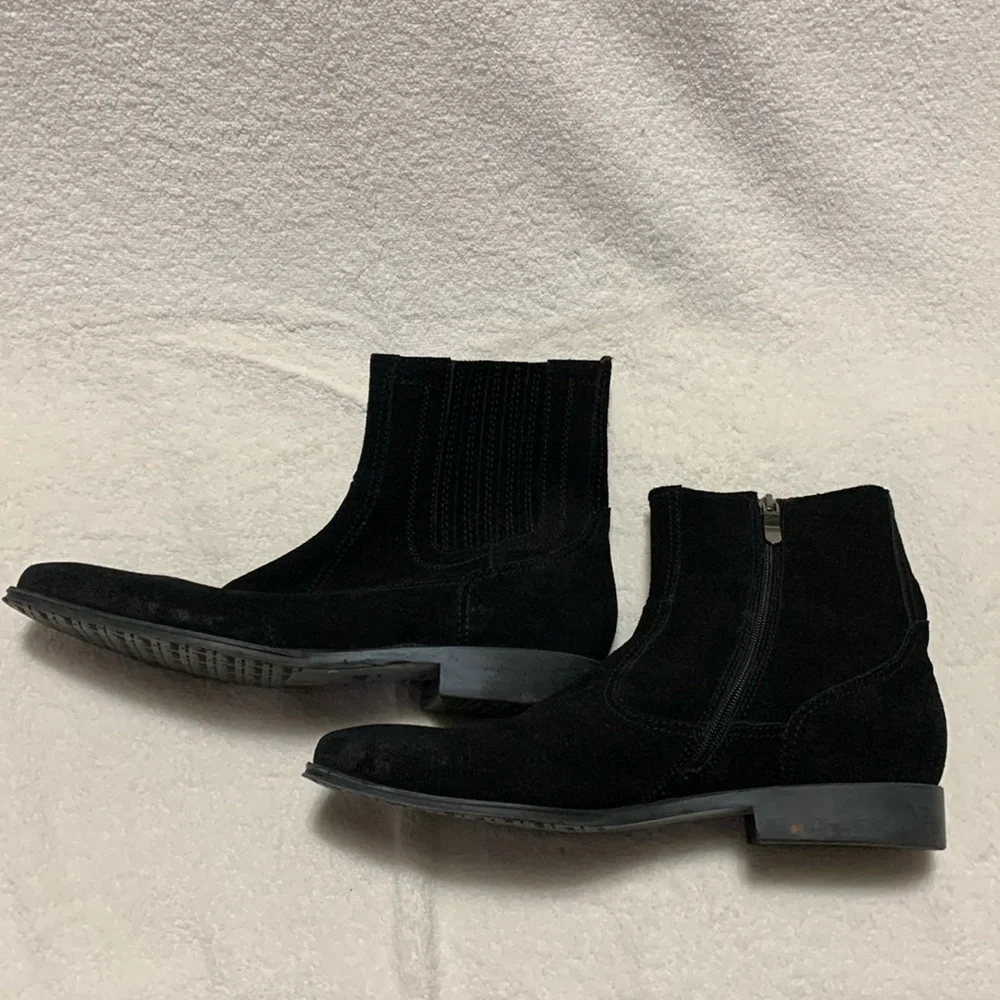 Donald Pliner Men's Abroad Oily Leather Slip Zip Boot Black 10